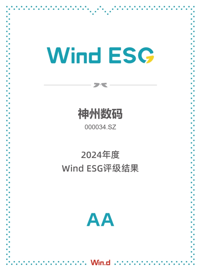 今年会首页初次打破！神州数码Wind ESG评级升至AA级排名电子装备、仪器和元(图1)